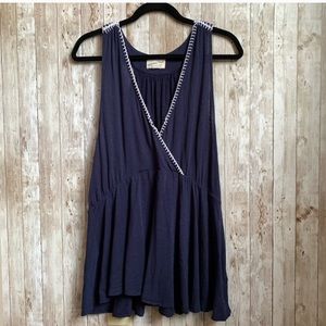 🖤3 for $20🖤 Navy Peplum Tank w/ Trim Detail